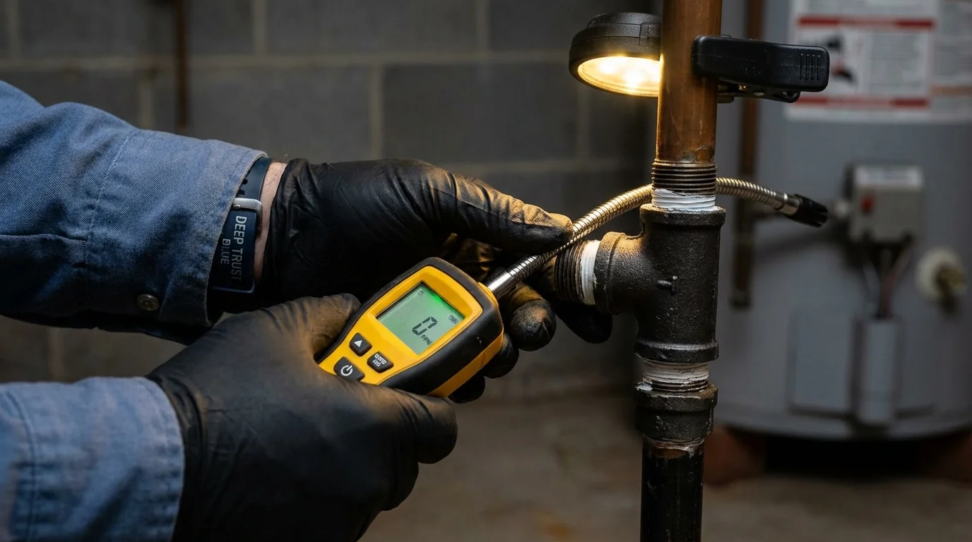 Gas leak detection with electronic sniffer by Johns Plumbing LLC in Richland