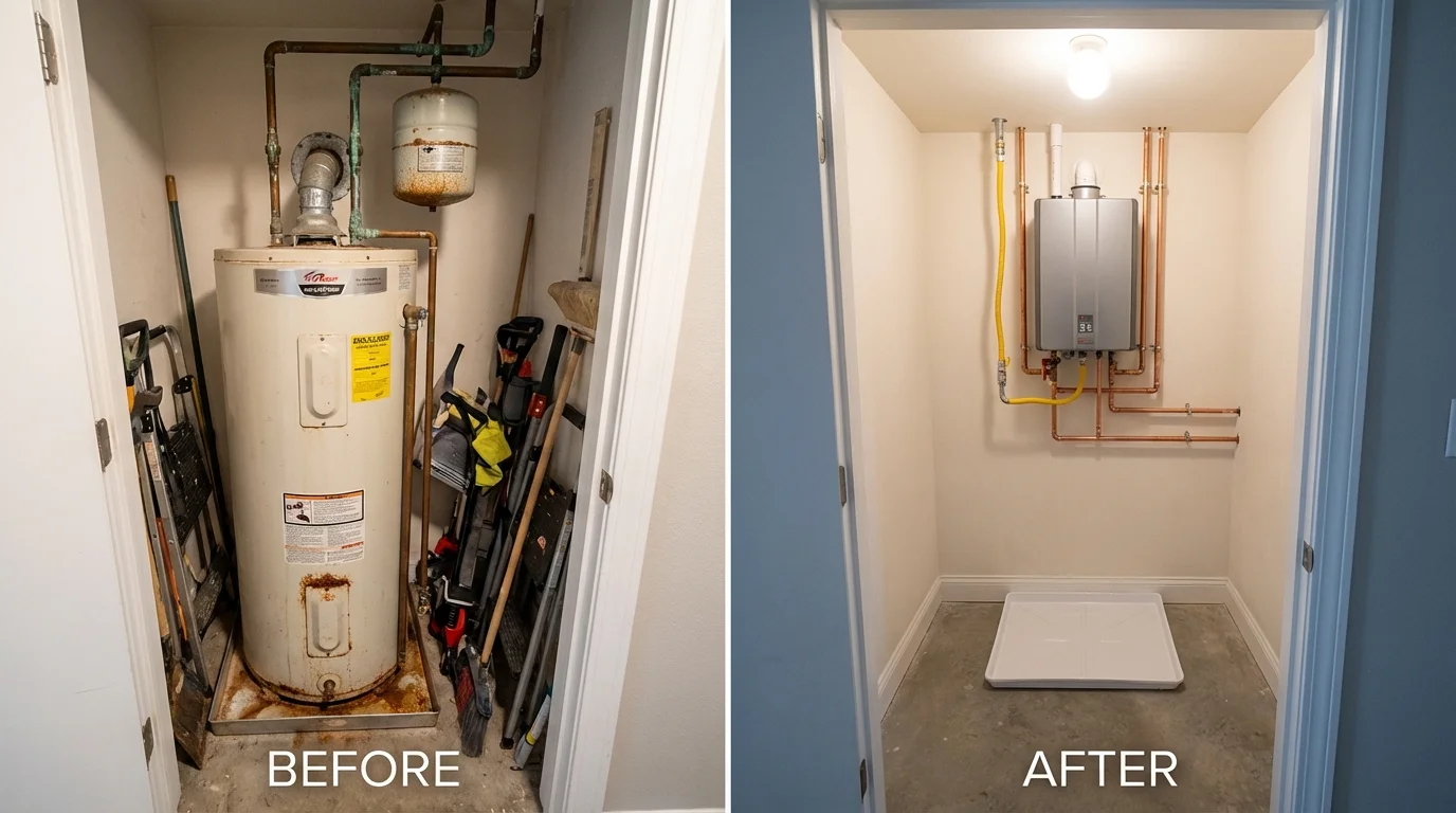 Tank water heater versus wall-mounted tankless unit comparison for Richland, WA homeowners
